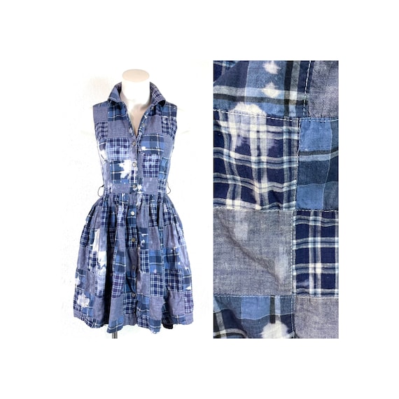 1990s Laundry by Shelli Segal Patchwork Chambray … - image 1