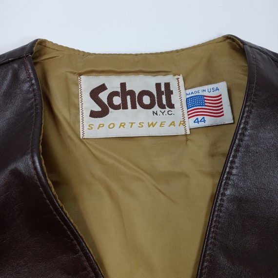 Vintage 1970s Schott Sportswear Dark Brown Leathe… - image 4