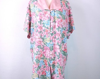 Vintage Victoria's Secret Blumen Schlafhemd: 80s Silky Pink Chemise (Größe S)