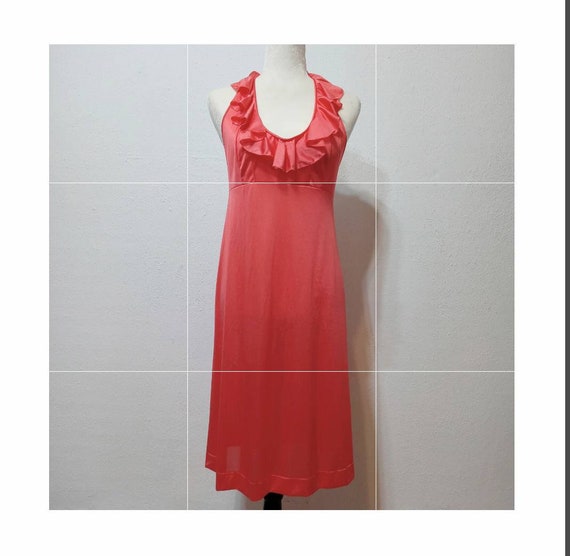 Rare Ruffled Halter Vanity Fair Nightie in Bright