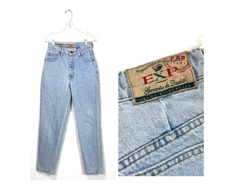 Early 90s Jeans by Express Light Blue High Waist Curvy Straight Fit Tapered Leg