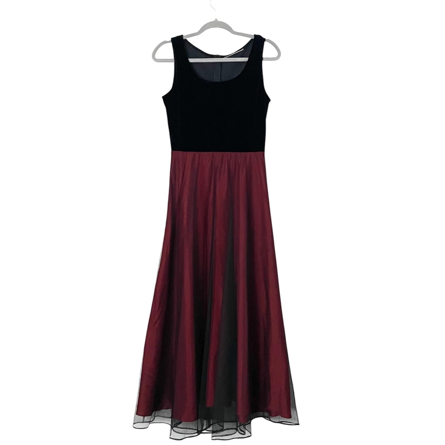 90s Red and Black Overlay Dress - Etsy