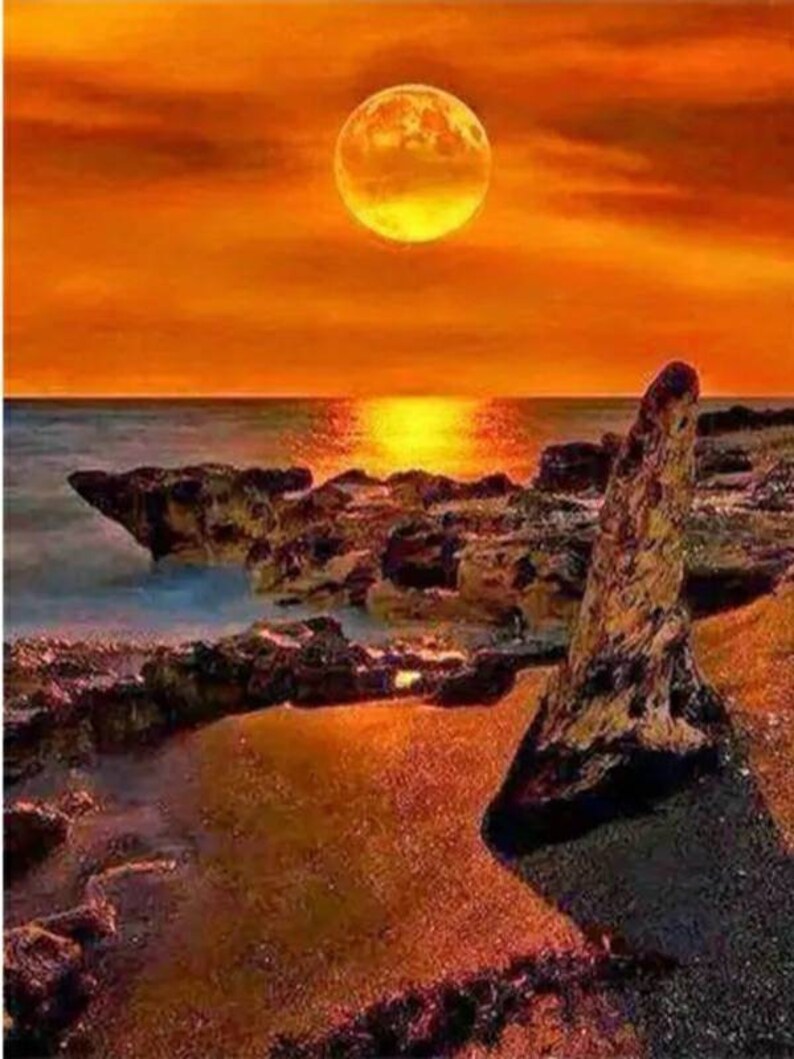 0434 Diamond Painting Kit DIY 50cm X 40cm Sunset Beach Full Round Drill Rhinestones Cross Stitch Diamond Embroidery Home Decor