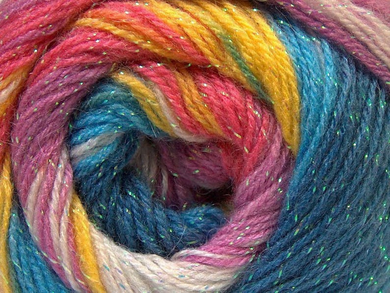 601 yards and Lilac Shades Turkish Yarn Angora Color Glitz Turquoise,Pink