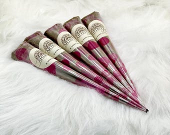 5 XL Henna Cones (25–30g Each) | Fresh Organic Henna Paste | Big Size for Artists & Events | Natural Stain | Body Art Mehndi Cones, Freckles