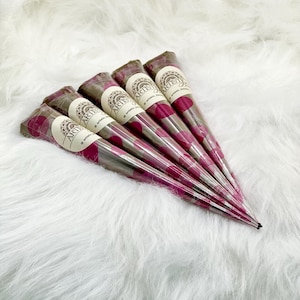 5 Pack Organic Fresh Henna Cones, Dark Stain Ready to Use Henna Cones, Freckles, 100% Natural Henna, USDA Certified Henna, 15g Henna Cones