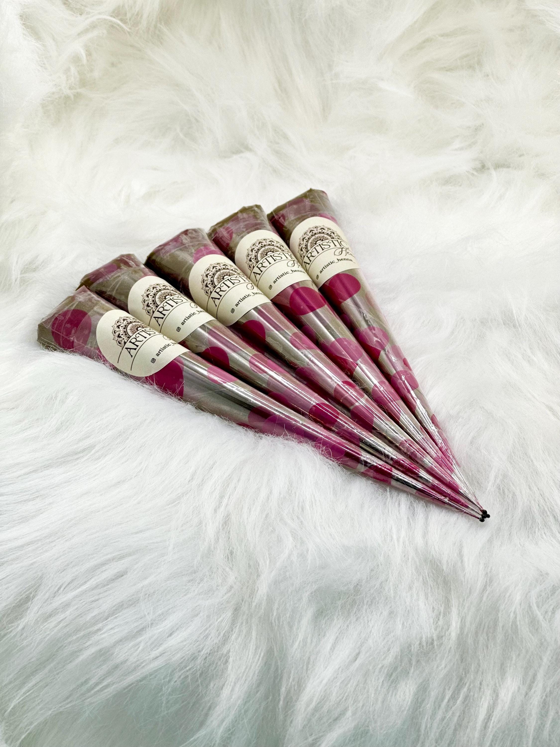 5 Pack Organic Fresh Henna Cones, Dark Stain Ready to Use Henna Cones, Freckles, 100% Natural Henna, USDA Certified Henna, 15g Henna Cones