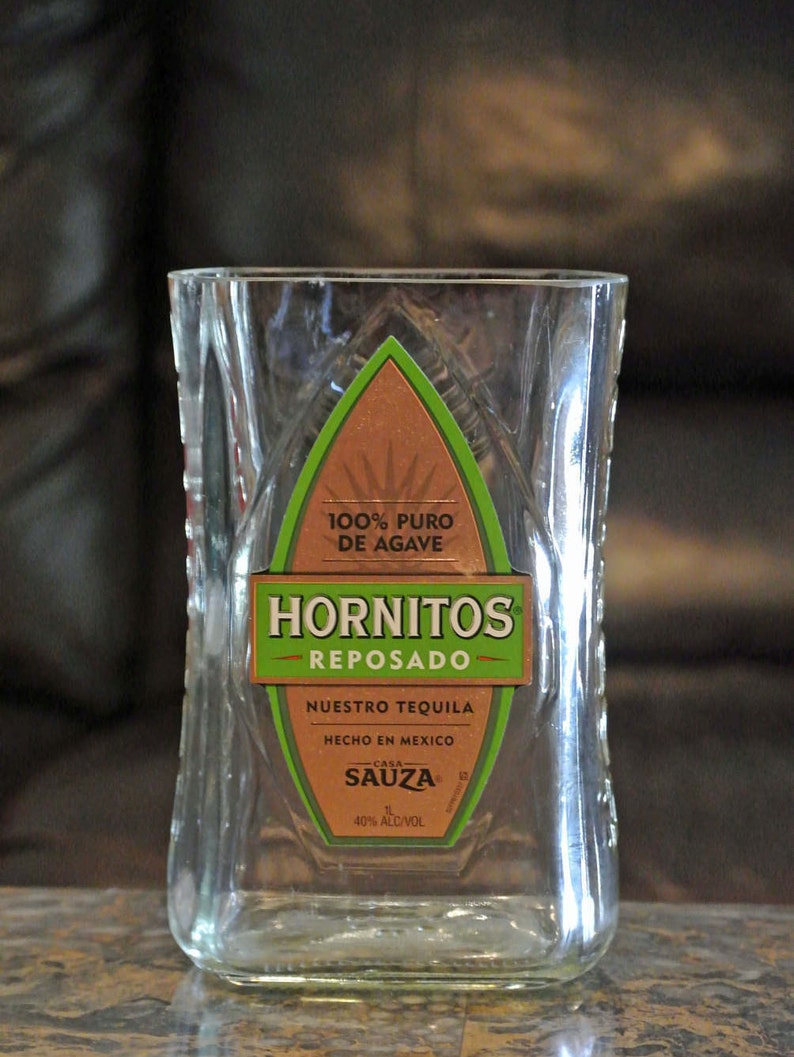 Tequila Flower Vase Hand Cut Glass / Glass Vase / Hornitos / Etsy