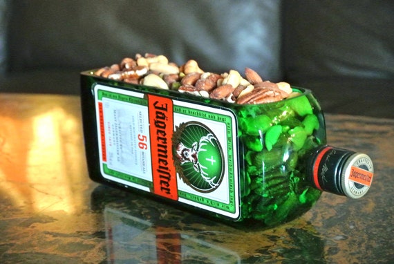Jagermeister Bottle Snack Dish Green Glass Serving Dish Or Etsy