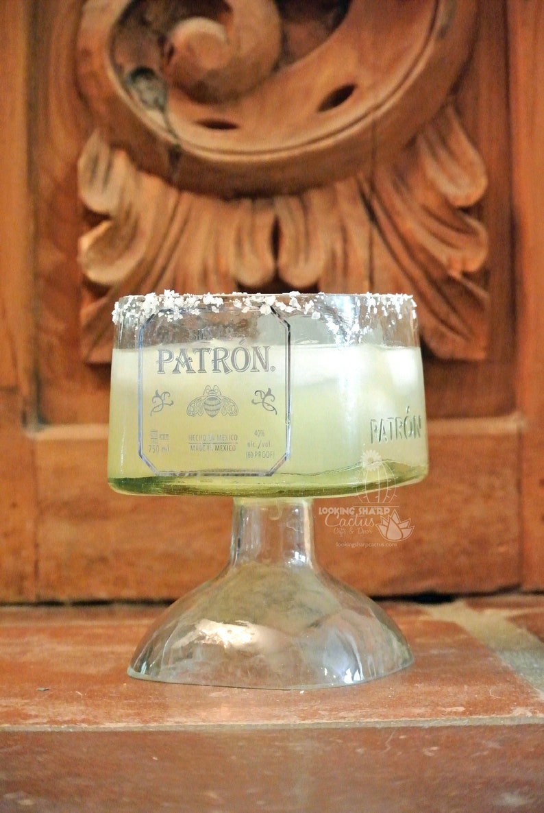 2 Patron Margarita Glasses / Margarita Bar / Patron Bottle / Etsy