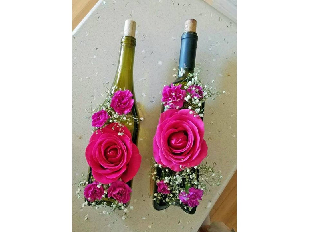 1 Wine Bottle Flower Vase / Wedding Bridal Shower Centerpiece Etsy