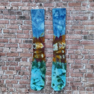 Bamboo Ice dye crew socks. One if a kind, hand dyed socks.