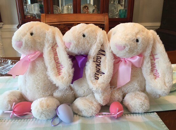 Personalized Plush Easter Bunny, 16” Size, Ivory, Pink, Blue, Purple, Latte, Gray, Sage, Monogrammed Bunny Rabbit, Safety Tested