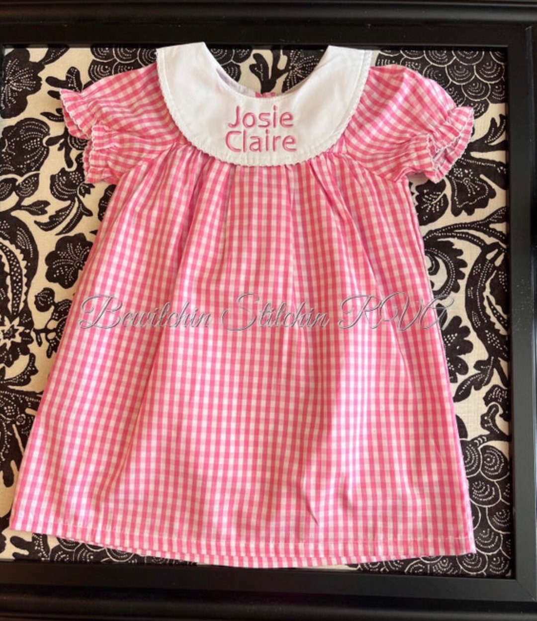 Petit Bebe Toddler Girls Red Gingham Smocked Back to School Bishop Dress