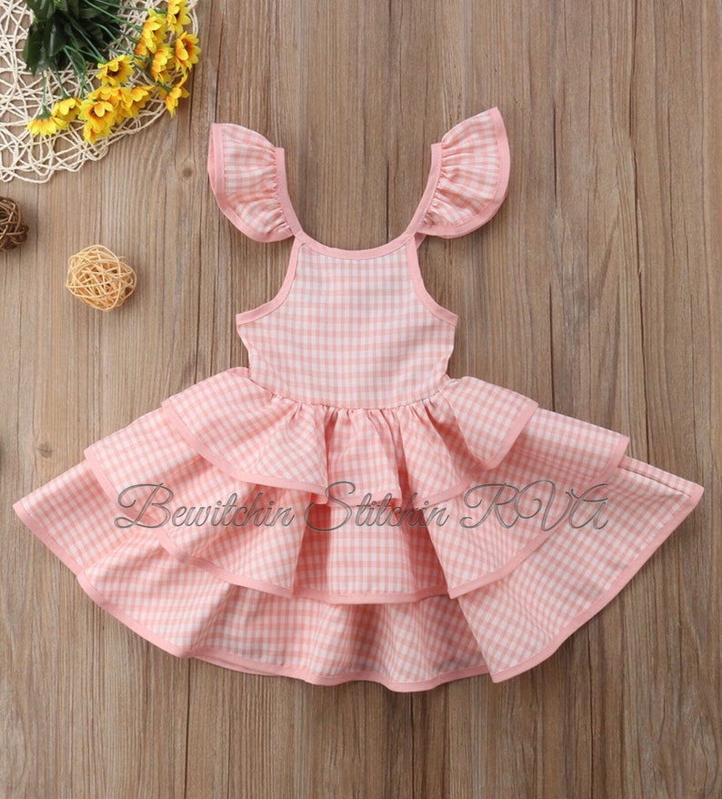 Personalized Pink Gingham Dress Toddler Gingham Sundress Etsy