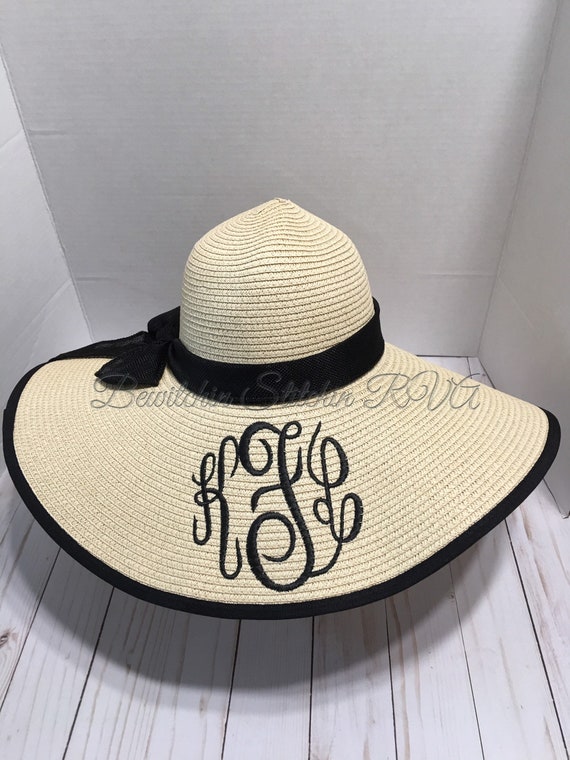 Monogrammed Floppy Straw Hat, Bride Floppy Hat, Beach Hat, Sun Hat, Wide Brim Hat, Personalized Hat, Bridesmaid Hat, Natural Straw Hat