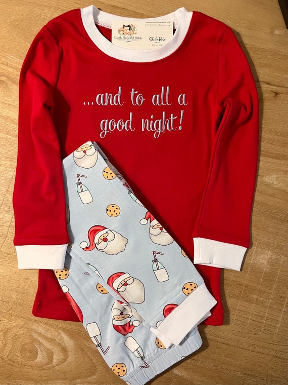 Personalized Boys Christmas Pajamas, Cookies for Santa, Boys Pajamas, Girls Pajamas