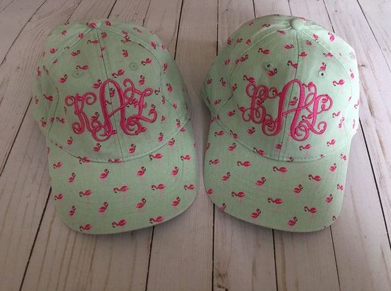 Monogrammed Ladies Baseball Hats, Low Profile, Adjustable Back Strap, 100% Cotton, Mint, Lavender, Navy, Stripe, Flamingos, Pineapples