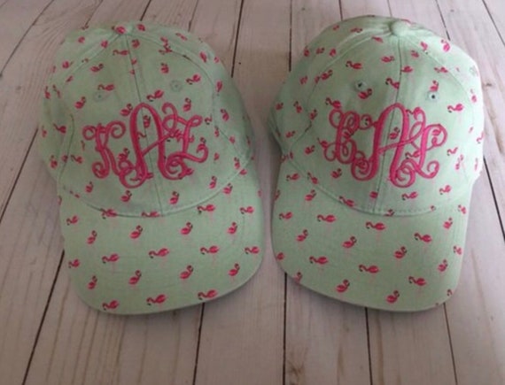 Monogrammed Ladies Baseball Hats, Low Profile, Adjustable Back Strap, 100% Cotton, Mint, Lavender, Navy, Stripe, Flamingos, Pineapples