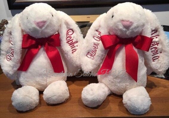 Personalized Plush Wedding Gift Bunny, Large 16” Size, Ivory, Pink, Blue, Purple, Latte, Gray, Sage, Monogrammed Bunny Rabbit, Safety Tested
