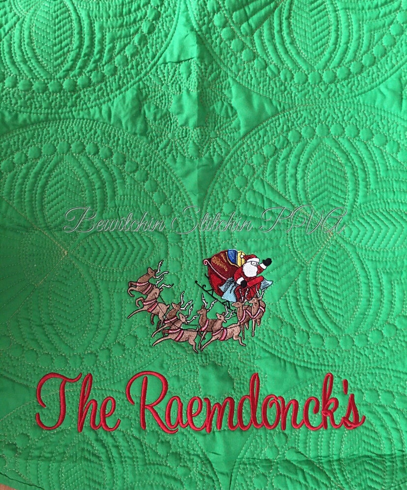 Personalized Quilted Christmas Tree Skirt, White Christmas Tree Skirt, Red Christmas Tree Skirt, Green Quilted Christmas Tree Skirt image 3