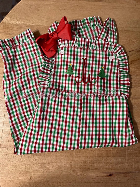 Personalized Toddler Christmas Plaid Gingham Longall,  Boys Christmas Longall, Christmas Longall, Toddler Christmas Overalls