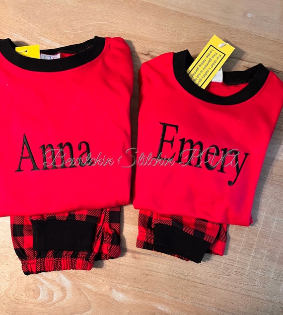 Personalized Child Unisex Buffalo Plaid Christmas Pajamas, Toddler Christmas Jammies, Unisex Christmas Pajamas, Toddler Pajamas