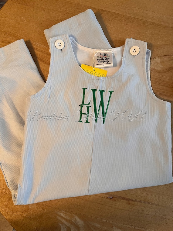 Personalized Baby Blue Corduroy Longall, Lt Blue Corduroy Longall, Monogrammed Blue Corduroy Longall, Fully Lined, Baby, Toddlers