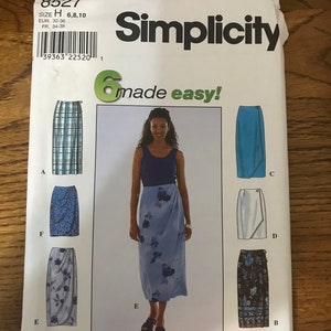 Simplicity Sewing Pattern 8527, Vintage Wrap Skirts, Sizes 6,8,10, Uncut