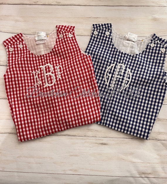 Personalized Blue Gingham Shortall, Blue Gingham Jon Jon, Romper, Baby, Toddler, Gingham, Fully Lined