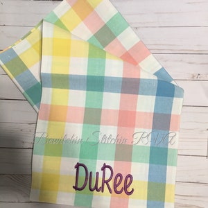 Personalized Custom Made Table Runner, Pastel Buffalo Check Table Runner, Pastel Plaid Table Runner, Farmhouse Table Runner