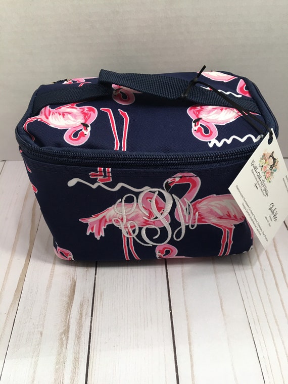 Personalized Cosmetic Train Case, Cosmetic Bag, Preppy Prints, Sea Turtles, Elephants, Flamingoes, Unicorns, Lobsters, Puppies, Nurses