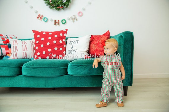 Monogrammed Toddler Christmas Plaid Gingham Longall,  Boys Christmas Longall, Christmas Longall, Toddler Christmas Overalls