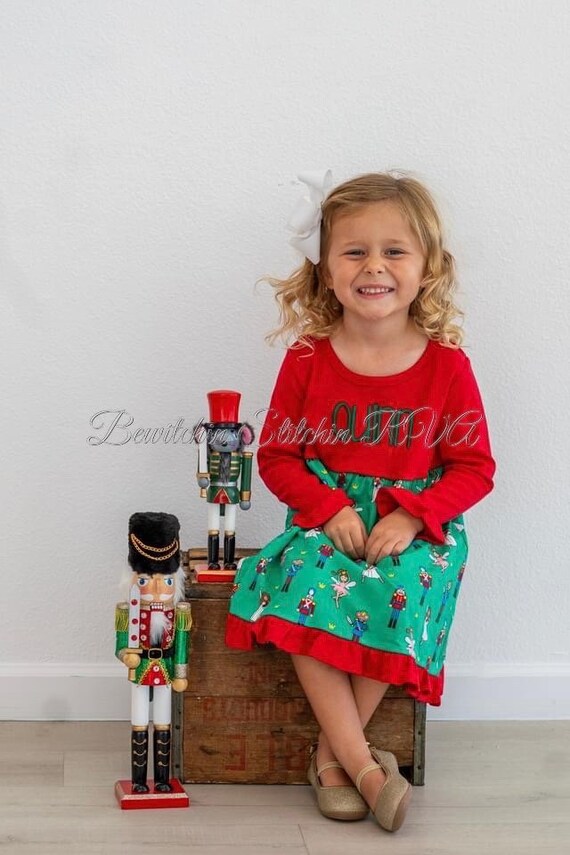 Personalized Girls Christmas Nutcracker Dress,Toddler Nutcracker Dress, Personalized Knit Christmas Dress, Baby Dress, Toddler Dress