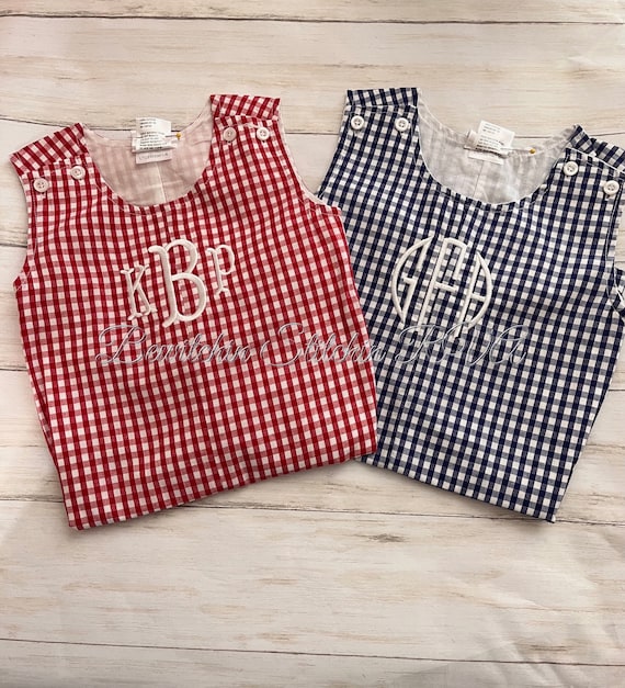 Personalized Gingham Jon Jon, Gingham Shortall, Romper, Baby, Toddler, Gingham, Fully Lined