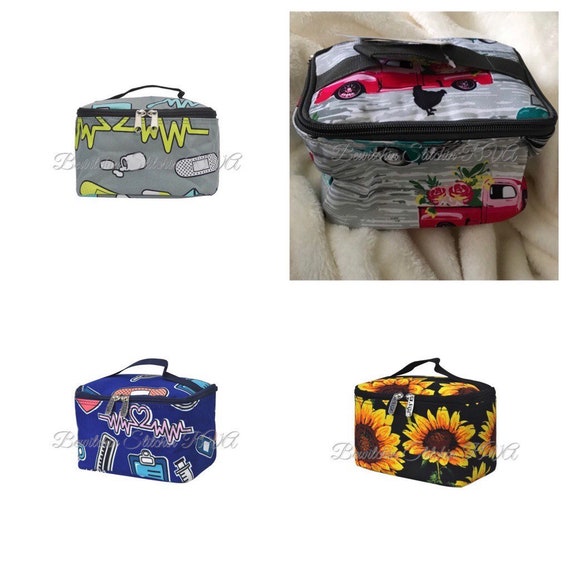 Personalized Nurse Cosmetic Bag, Cosmetic Case, Train Case Cosmetic Bag, Sea Turtles, Elephants, Flamingos, Unicorns, Lobsters, Sunflowers