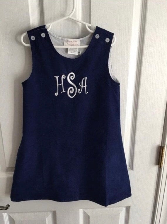 Monogrammed Corduroy Jumper Dress, Navy Jumper, Christmas Dress, Corduroy, Fully Lined, toddlers, girls, navy, green, brown, Personalized