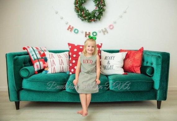 Personalized Toddler Christmas Plaid Jumper Dress, Christmas Plaid Toddler Jumper, Christmas Plaid Baby Jumper, Monogrammed