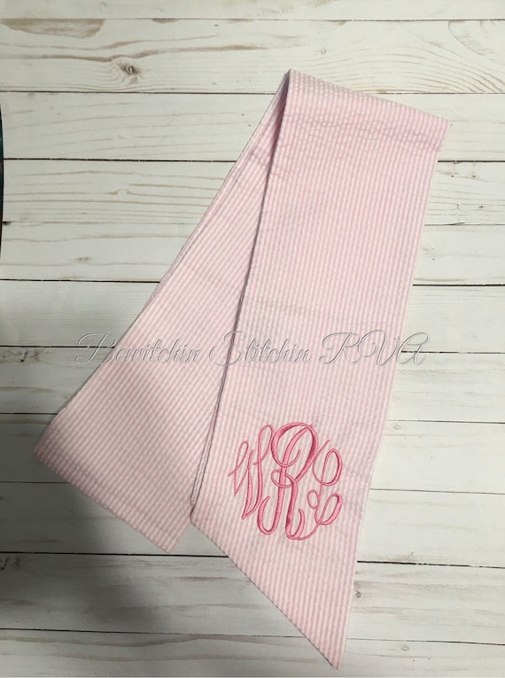 Personalized Pink Seersucker Bridal Sash, Bride Sash, Maternity Sash, Seersucker Sash, Pink, Blue, Gray Yellow, Lavender, White, Green