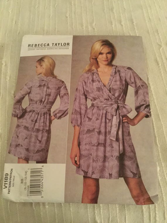 Vogue, V1189, Rebecca Taylor, Vogue American Designer, Size BB, 8,10,12,14, Wrap Dress, New, Factory Folded, Uncut, 2010, OOP, Ships Free