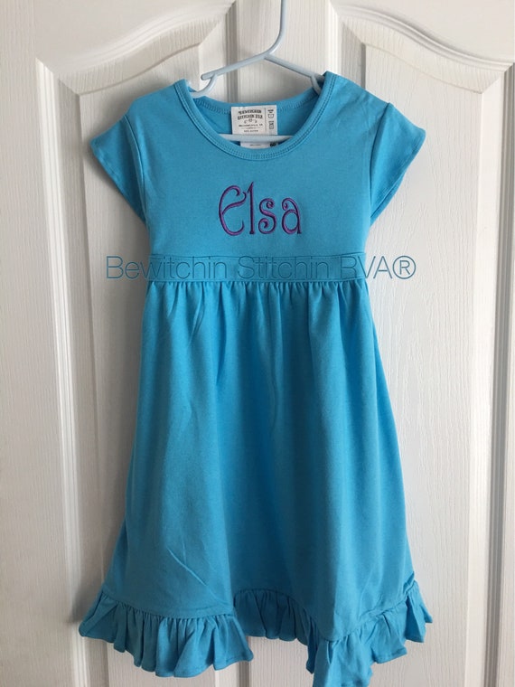 Personalized Easter Knit Dress, Ruffle, Ties, Baby, Toddler, Girls, Blue