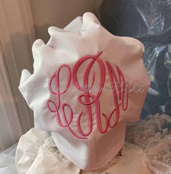 Personalized White Baby Bonnet, Button Back Sunbonnet, Sunbonnet