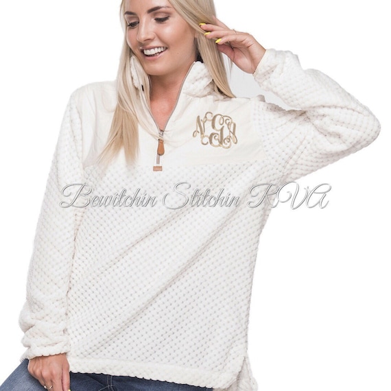 Personalized Ladies Pineapple Quilted Quarter Zip Sherpa, Ladies Fleece Quilted Pullover, Pink Quarter Zip Pullover, Monogrammed Pullover