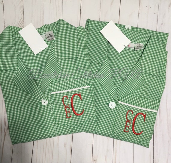 Personalized Ladies Green Gingham Night Shirt, CHRISTMAS  Night Shirt, Gingham Loungewear, Ladies Night Shirt, EllieO Brand, CLEARANCE