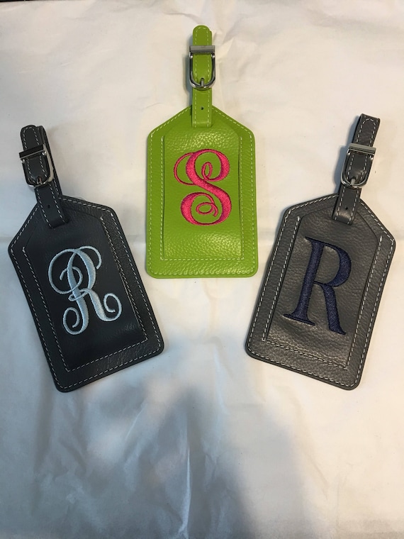 Monogrammed Leather Luggage Tag, Personalized Leather Luggage Tag, Bridesmaid Gift, Groomsman Gift, Coworker Gift, Boss Gift.