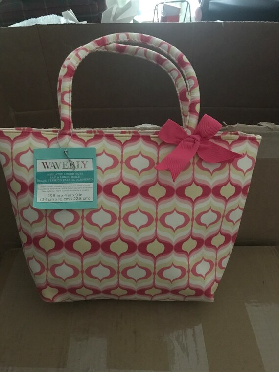 Waverly Insulated Lunch Tote, Pink, Cream, and Yel