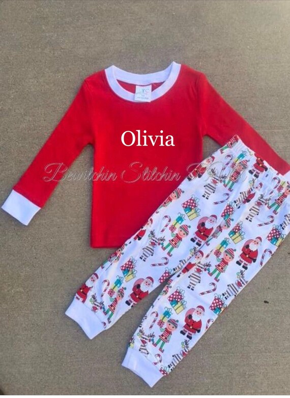 Personalized Childrens Christmas Pajamas, Christmas Jammies, Child Christmas Pajamas, Toddler Pajamas, Girls Pajamas, Boys Pajamas, Print