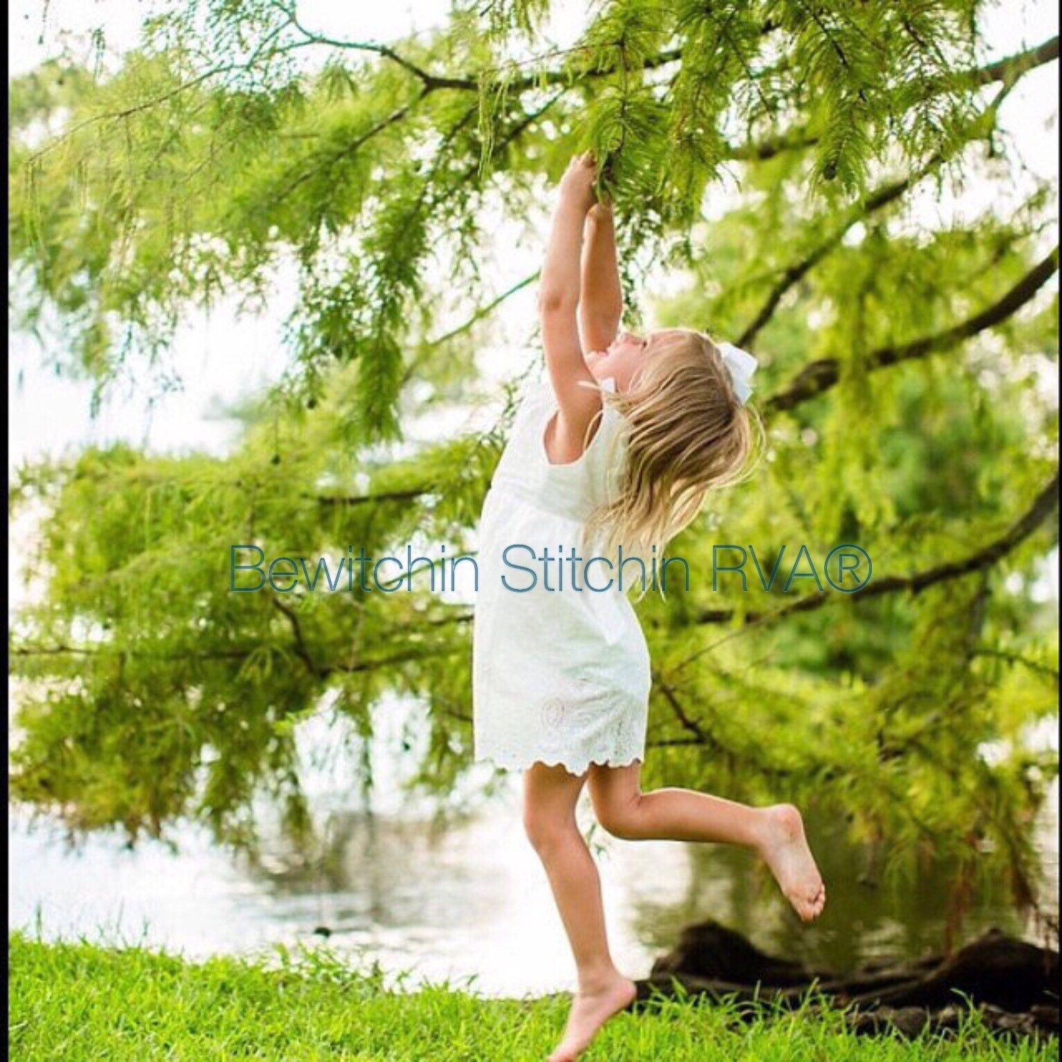 white eyelet flower girl dress