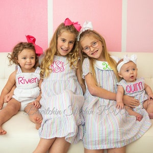 Personalized Pastel Stripe Seersucker Dress, Girls Easter Dress, Toddler Seersucker Dress, Baby Seersucker Dress, Easter Dress image 5