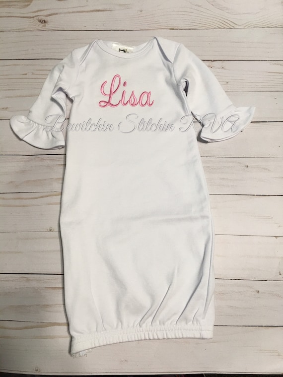 Personalized Girls Infant Gown, White